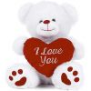 Paws White Teddy Bear holding Red Heart with I Love You written on it White, 10.5"