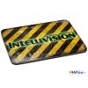 Rustic INTELLIVISION LOGO with Nuclear Glow on Black & Yellow Danger Stripes Mouse Mat [335]