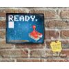 Rustic Retro Joystick with Commodore 64 READY Prompt Light Blue Tech Design Metal Sign [520]